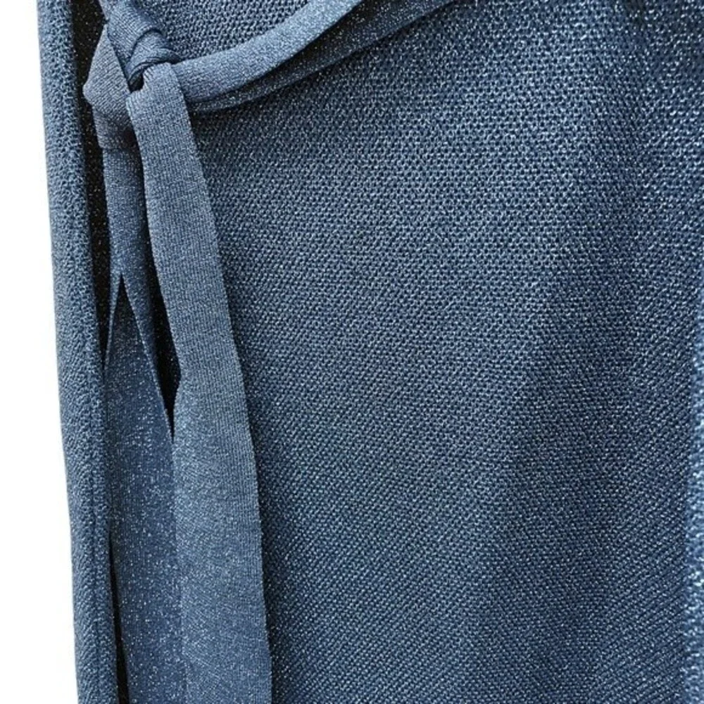 NWT Rachel Roy Kiki Navy Shimmer Midi Fitted Sheath Sweater Dress Size Large NEW